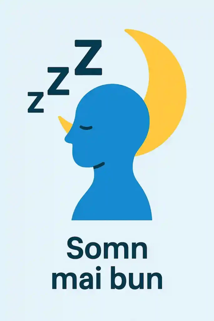 Meditație ghidată pentru somn – Tehnici pentru un somn profund Ilustrație simbolică cu o siluetă relaxată și lună în fundal, reprezentând efectele unei meditații ghidate pentru somn.