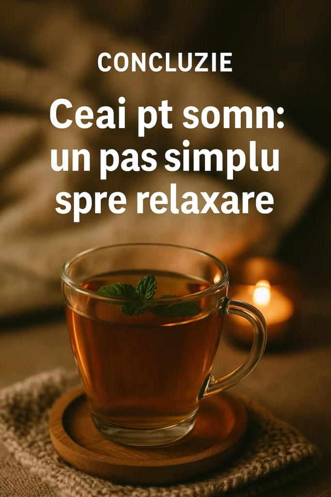 Ceai pt somn – Cele mai bune ceaiuri pentru un somn liniștit și profund Cană de ceai pt somn pe o pătură moale, cu frunze de mentă și lumânare aprinsă – concluzie vizuală pentru relaxare și somn profund