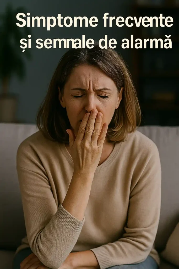Apneea în somn se vindecă? Cauze, simptome și tratamente naturiste Apneea în somn se vindecă? Femeie adultă obosită, căscând și acoperindu-și gura, semn de somnolență cronică și simptome apnee în somn