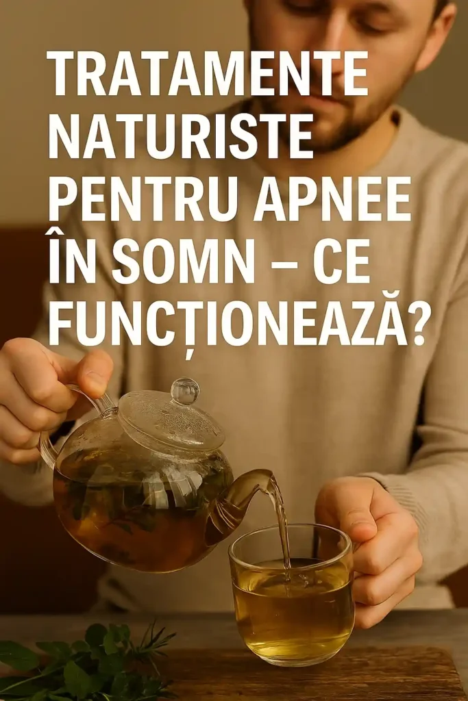 Apneea în somn se vindecă? Cauze, simptome și tratamente naturiste Persoană turnând ceai de plante într-o cană din sticlă, tratament naturist pentru apneea în somn, plante calmante pentru somn profund